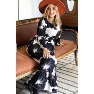 LuLaRoe Black and White Floral Maxi Dress NWT